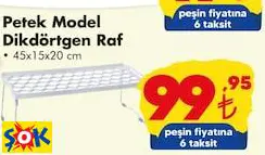 PETEK MODEL DİKDÖRTGEN RAF 45X15X20 CM